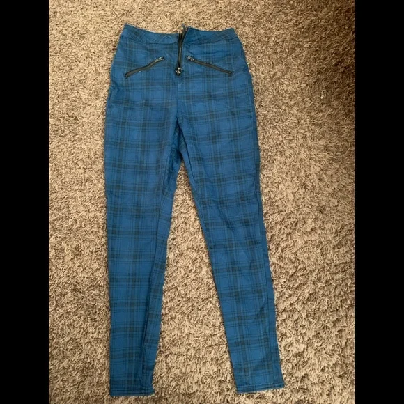 Hot Topic Plaid Fitted Pants Hot Topic Women's Yellow Black Plaid